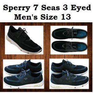 Sperry Men's 7 Seas 3-Eye Sneakers Black on White